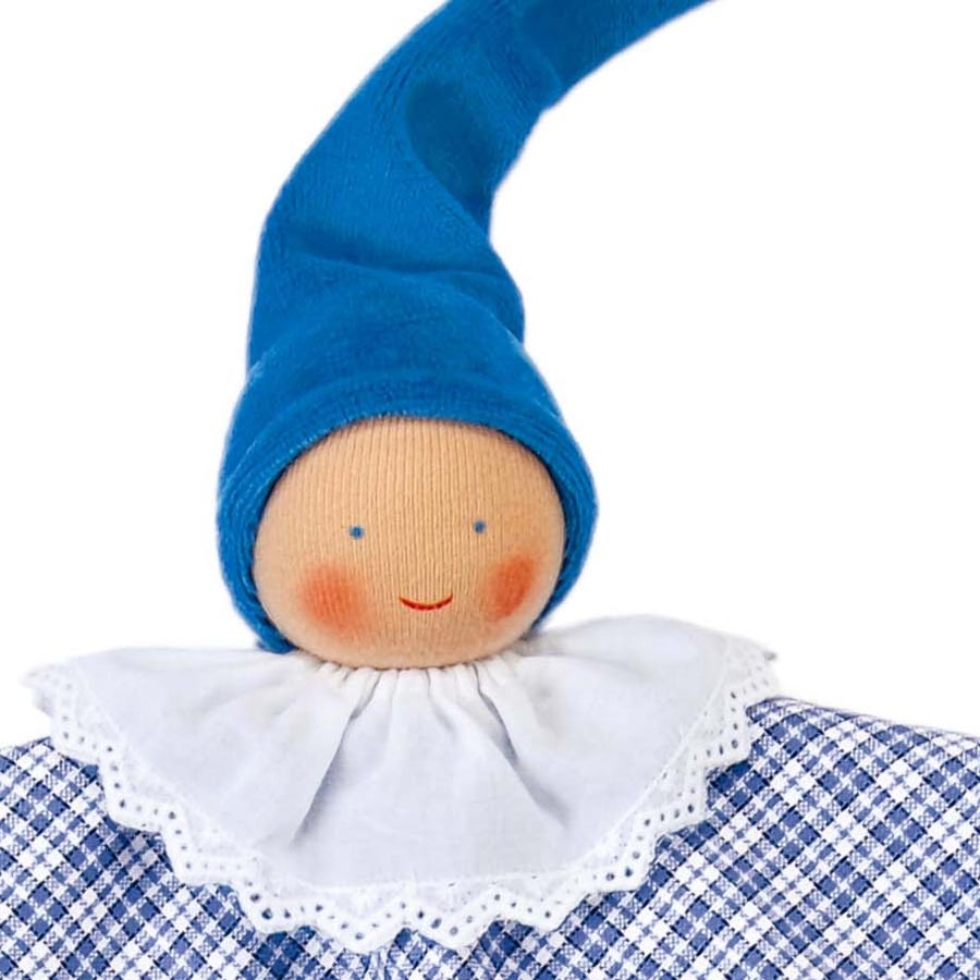 Kathe Kruse : Organic Waldorf blue plaid towel doll : euroSource