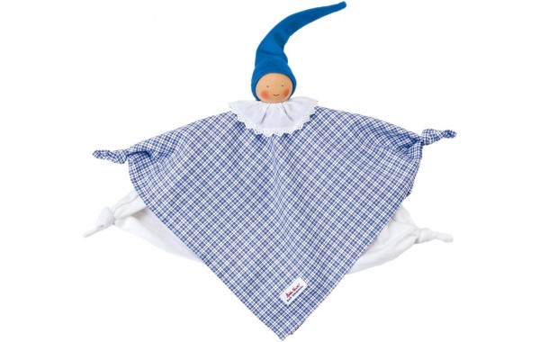 Organic Waldorf blue plaid towel doll