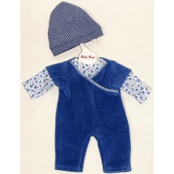 Blue romper with hat 12 - 13 inches