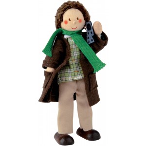 Father doll with coat and scarf