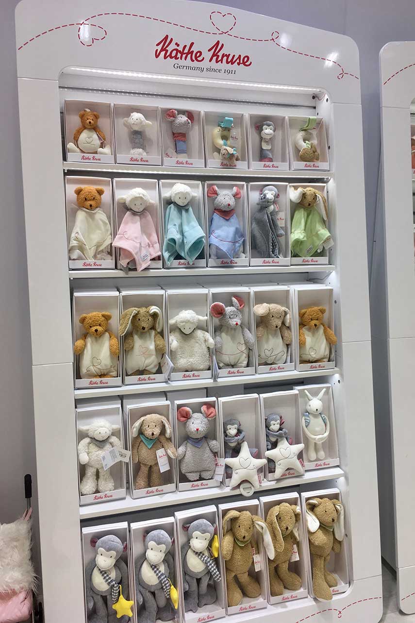 Kathe Kruse soft toys display