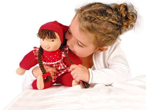 Girl with Waldorf doll